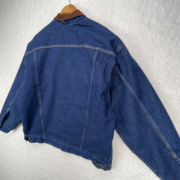 VTG Carhartt Trucker Jacket Aztec Blanket Lined Mens XL PJB008‎ Steel Blue NWT - Picture 13 of 16